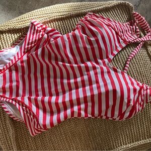 Kona Sol Red and White Striped Swimwear